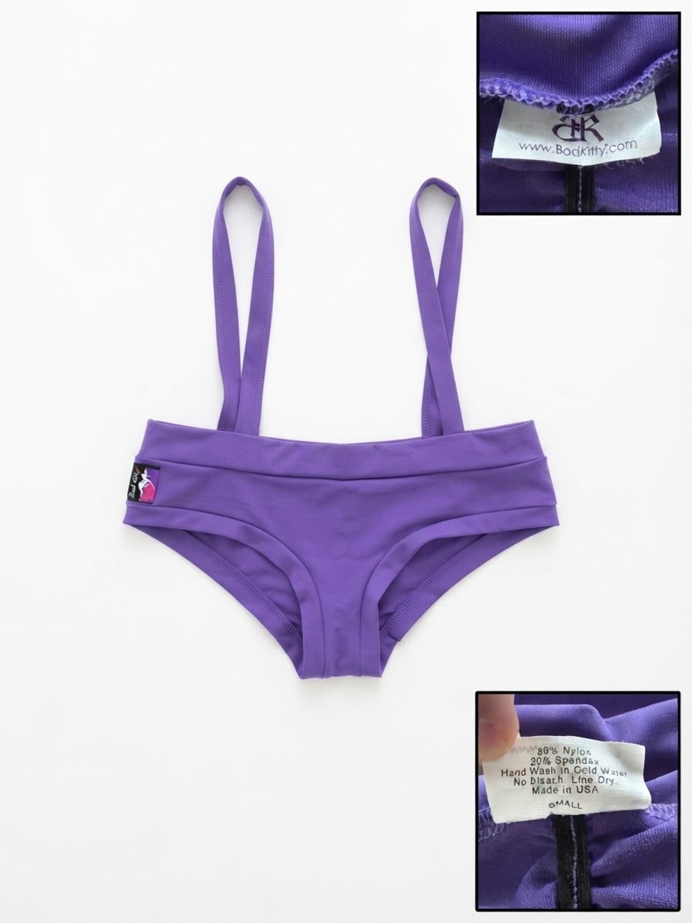 Bad Kitty Purple Pole Dance Fitness Shorts with Straps
